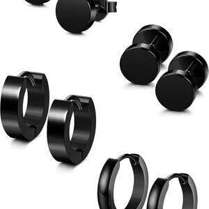 Durable 4-Pair Hypoallergenic Earring Set - Stainless Steel, Perfect Gift Idea